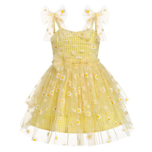 Flower Girl Dress Toddler: Birthday Dress for 2 Year Old Girl, Baby Girls Tutu Cake Smash Pageant Backless Fairy Princess Party Sequin Baptism Ruffle Easter Photoshoot Yellow & Daisy 6-12 Months | Amazon (US)