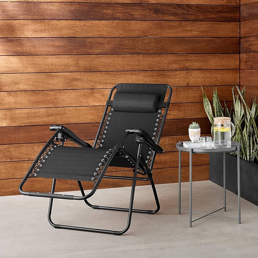 Amazon Basics Outdoor Textilene Adjustable Zero Gravity Folding Reclining Lounge Chair with Pillo... | Amazon (US)