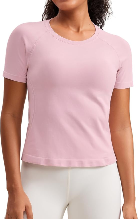 CRZ YOGA Seamless Short Sleeve Shirts for Women Breathable Running Workout Tops Athletic Gym Yoga... | Amazon (US)