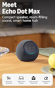 Amazon Echo Dot Max (newest model), Alexa speaker with room-filling sound and nearly 3x bass, Gre... | Amazon (US)