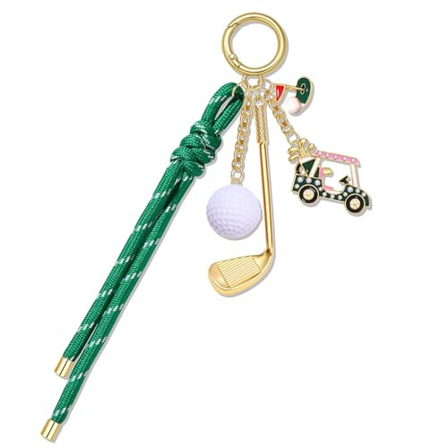 PHALIN Football Baseball Basketball Golf Bag Charms Keychain for Women Men Nylon Rope Pearl Bow Purse Charm Sport Mom Gifts (golf-2) | Amazon (US)