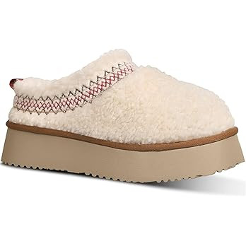 Women's Platform Slippers Mini Boots Braid with Plush Fleece Lining Fuzzy Slippers for Women Slip... | Amazon (US)