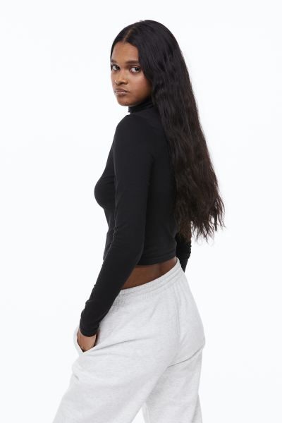 Turtleneck Top - Black - Ladies | H&M US | H&M (US)