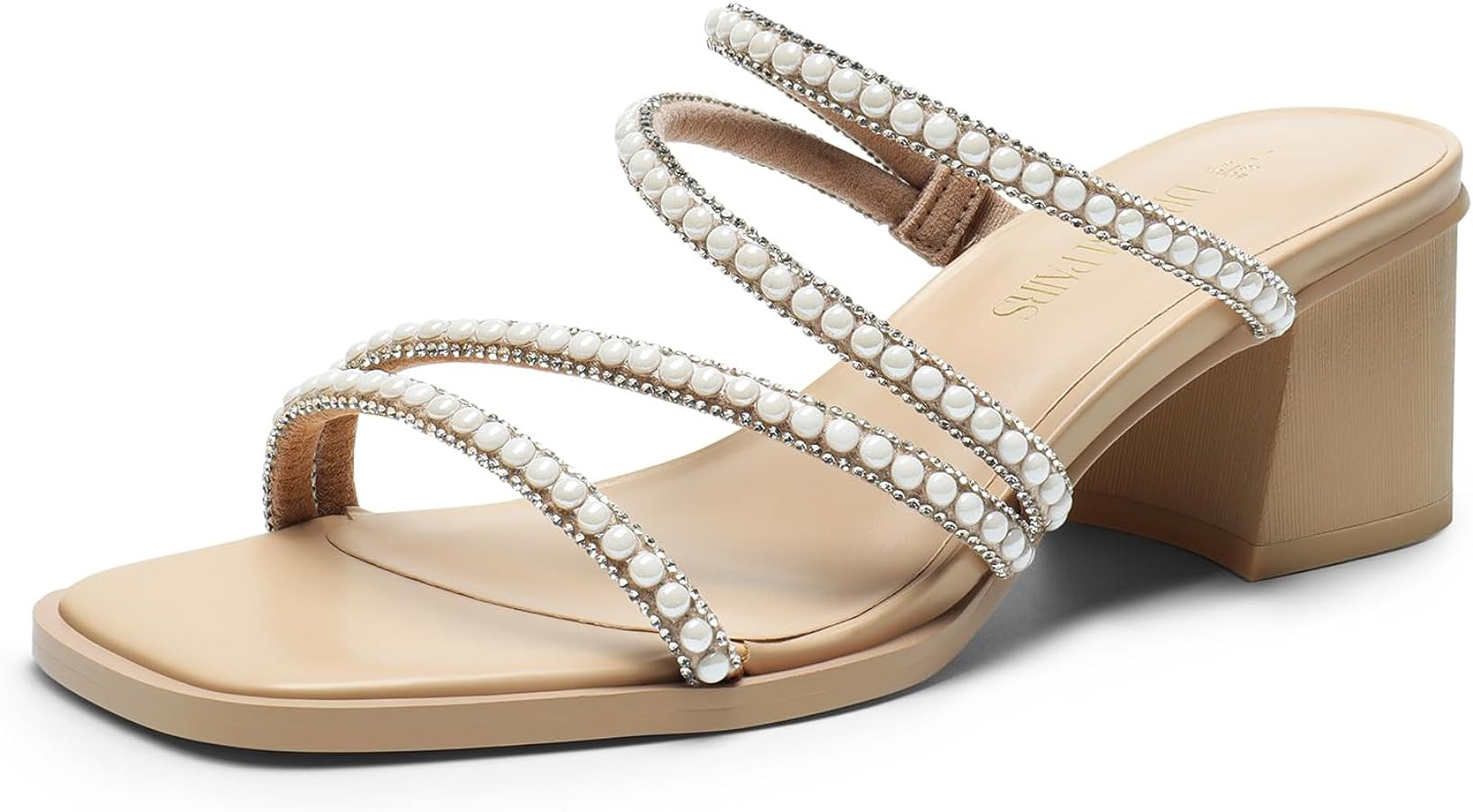 DREAM PAIRS Women's Strappy Heels Block Open Toe Low Heel Chunky Mules Sandals Dress Shoes | Amazon (US)