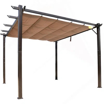 10' X 10' Outdoor Retractable Pergola Canopy, Aluminum Patio Pergola, Backyard Shade Shelter For Porch Party, Garden, Grill Gazebo | Wayfair North America