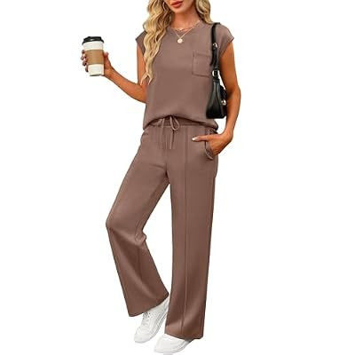 ANRABESS Two Piece Sets for Women 2026 Summer Travel Vacation Outfits Sleeveless Lou… | Amazon (US)