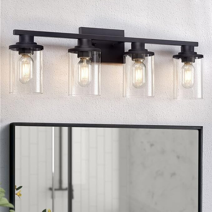 stambord 4 Light Bathroom Vanity Light, Matte Black Bathroom Light Fixtures, Modern Bathroom Ligh... | Amazon (US)