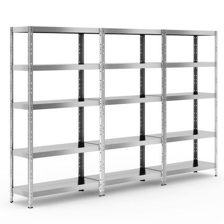Gymax 3 PCS 5-tier Metal Shelving Unit 40 x 16 x 77.5 Adjustable Garage Storage Rack | Walmart (US)
