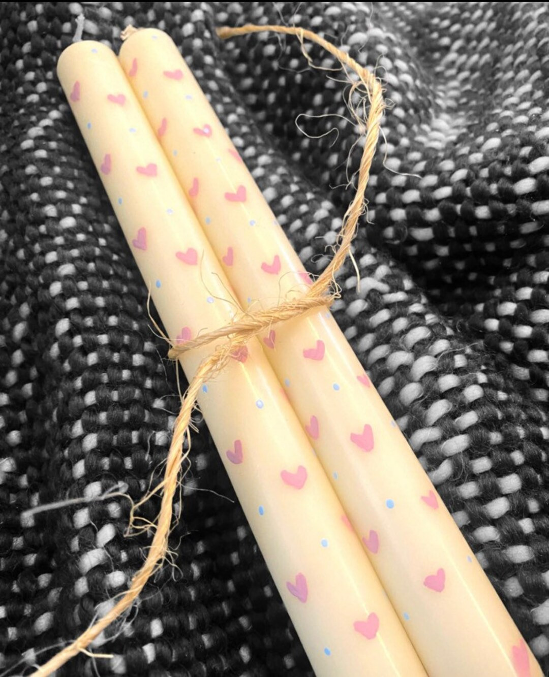 2 Cream Colored Unscented Taper Candles/candlesticks With Hand - Etsy | Etsy (US)