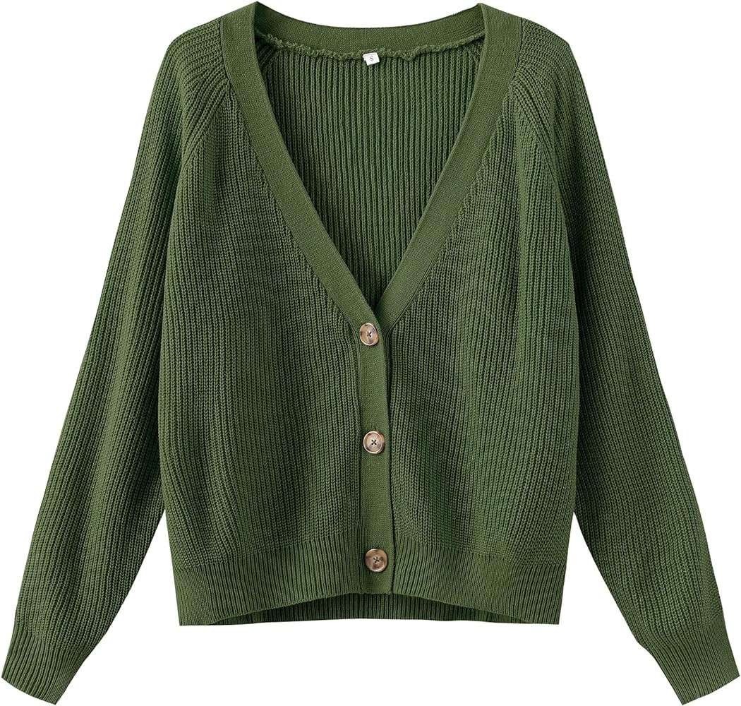 TASAMO Women's Long Sleeve Knit Sweater Open Front Cardigan Button Loose Outerwear | Amazon (US)