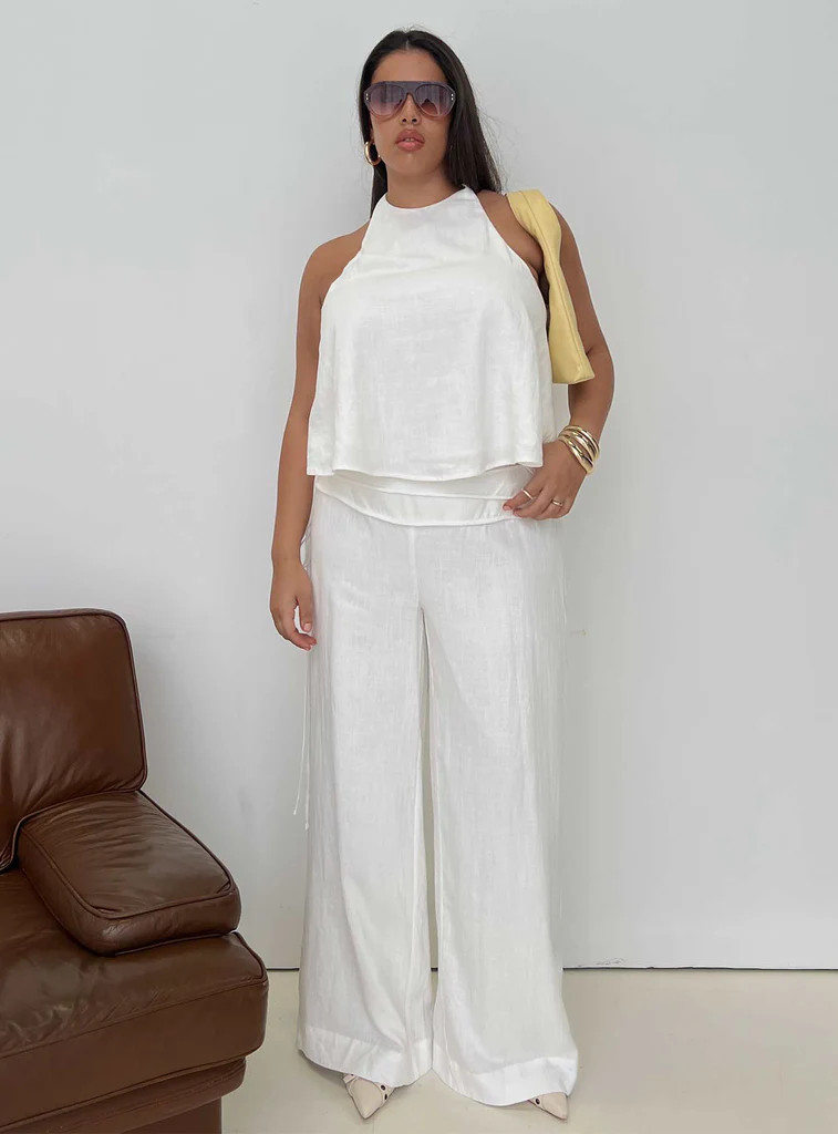 Silver Moon Linen Blend Tie Pants White Curve | Princess Polly US