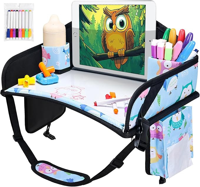 Kids Travel Tray, Car Seat Tray for kids Travel, Toddler Road Trip Essentials With Drawing Kit, T... | Amazon (US)