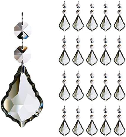 20pcs Crystal Chandelier Maple Leaf Prism Pendant Parts, 50mm Hanging Crystals Beads for Chandeli... | Amazon (US)