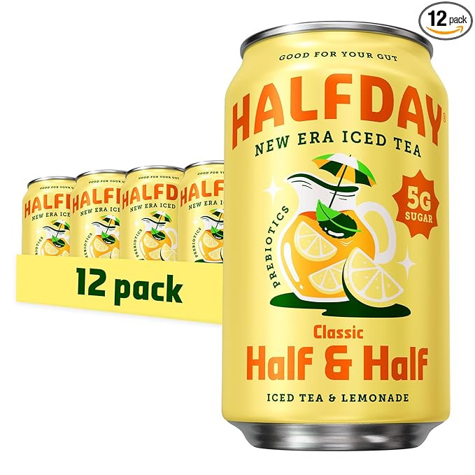 HALFDAY Prebiotic Half & Half Iced Tea Cans, Supports Digestive & Gut Health, 6g Plant Fiber & Pr... | Amazon (US)