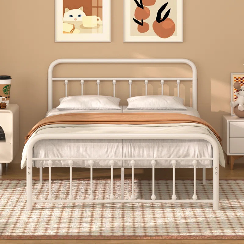 Kempst Metal Bed Mattress Foundation with Headboard No Box Spring Needed | Wayfair North America