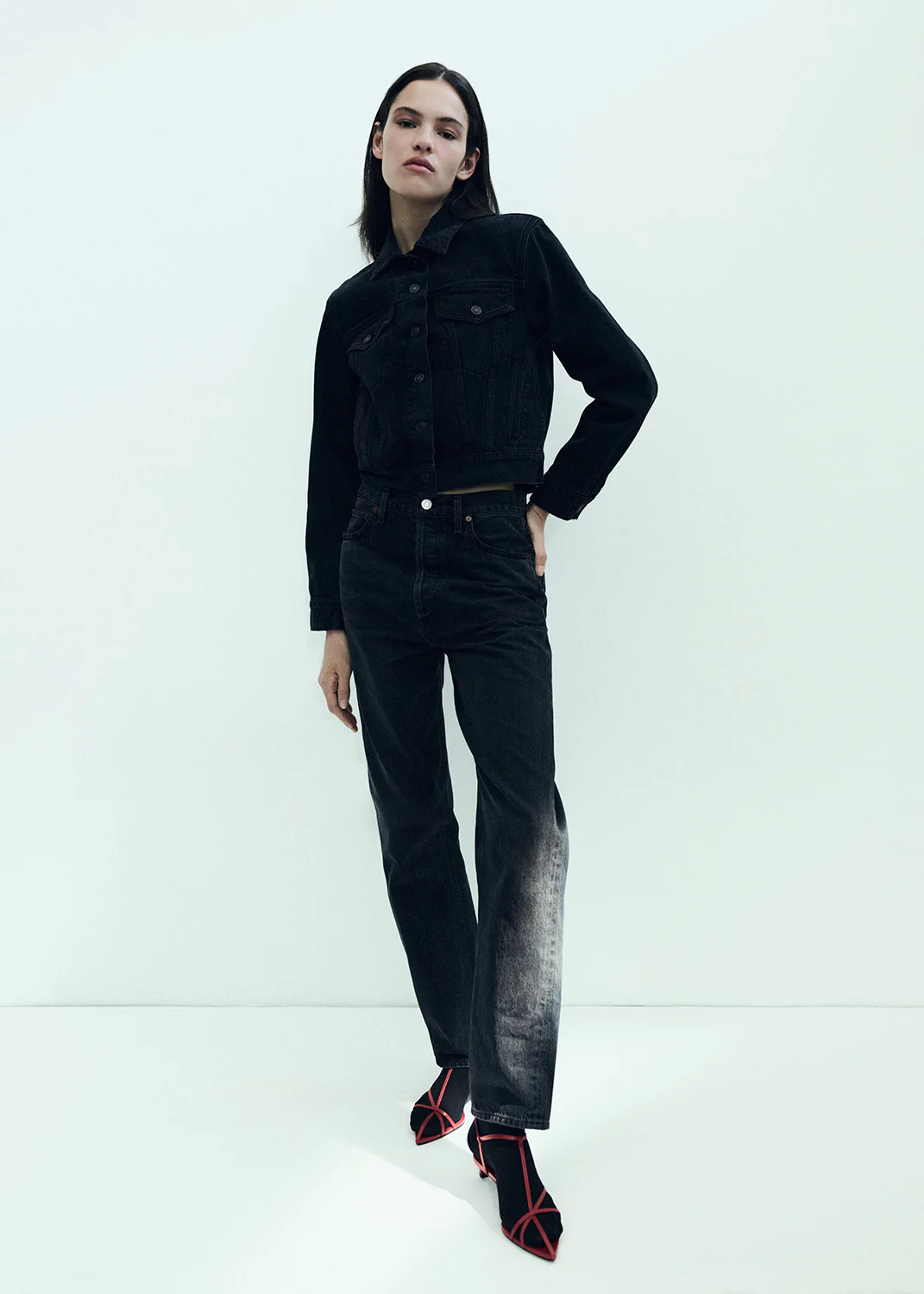 90's Pinch Waist High Rise Straight Long in Hitch | AGOLDE