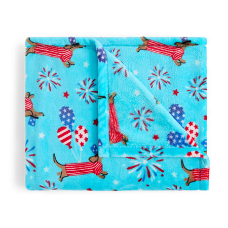 Home Expressions Velvet Plush Americana Print 50x60 Throw, One Size, Blue | JCPenney