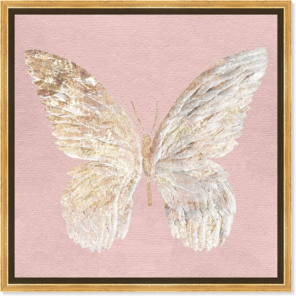 The Oliver Gal Artist Co. Animals Framed Wall Art Canvas Prints 'Golden Butterfly Glimmer Blush' ... | Amazon (US)
