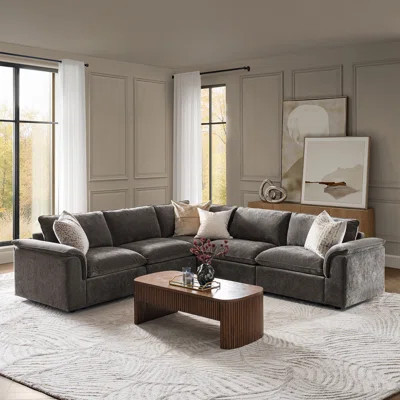 Cioffi 114"W Oversized L Shaped 7 Piece Down Blend Modular Cloud Sectional Sofa with Removable Cushion Cover | Wayfair North America