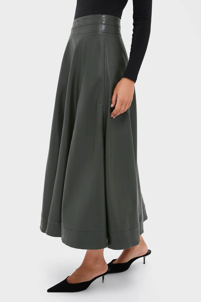 Dark Hunter Green Leather Brynn Skirt | Tuckernuck (US)