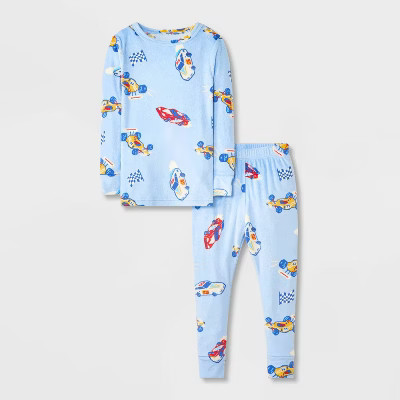 Toddler Boys' 2pc Snuggly Soft Snug Fit Pajama Set - Cat & Jack™ Light Blue 12M | Target