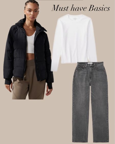 Abercrombie LTKSALE - the perfect time to stock up on basics for fall/winter like these loose fit jeans, the essential long sleeve shirt, and a puffer jacket! 

#LTKstyletip #LTKSale #LTKfindsunder100