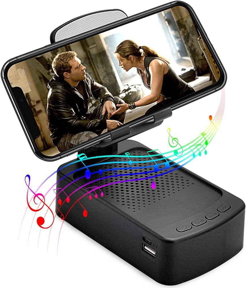 Cell Phone Stand with Bluetooth Speaker HD Surround Sound Bluetooth Speaker Adjustable Phone Hold... | Amazon (US)