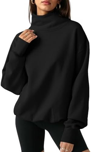 Fisoew Women's Oversized Turtleneck Sweatshirt Long Sleeve Pullover Casual Tops | Amazon (US)