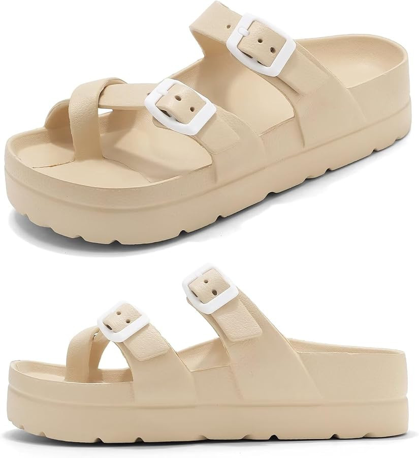 Haifago Women's Platform Sandals with Arch Support, Summer Beach Slides Adjustable Buckle Comfort... | Amazon (US)
