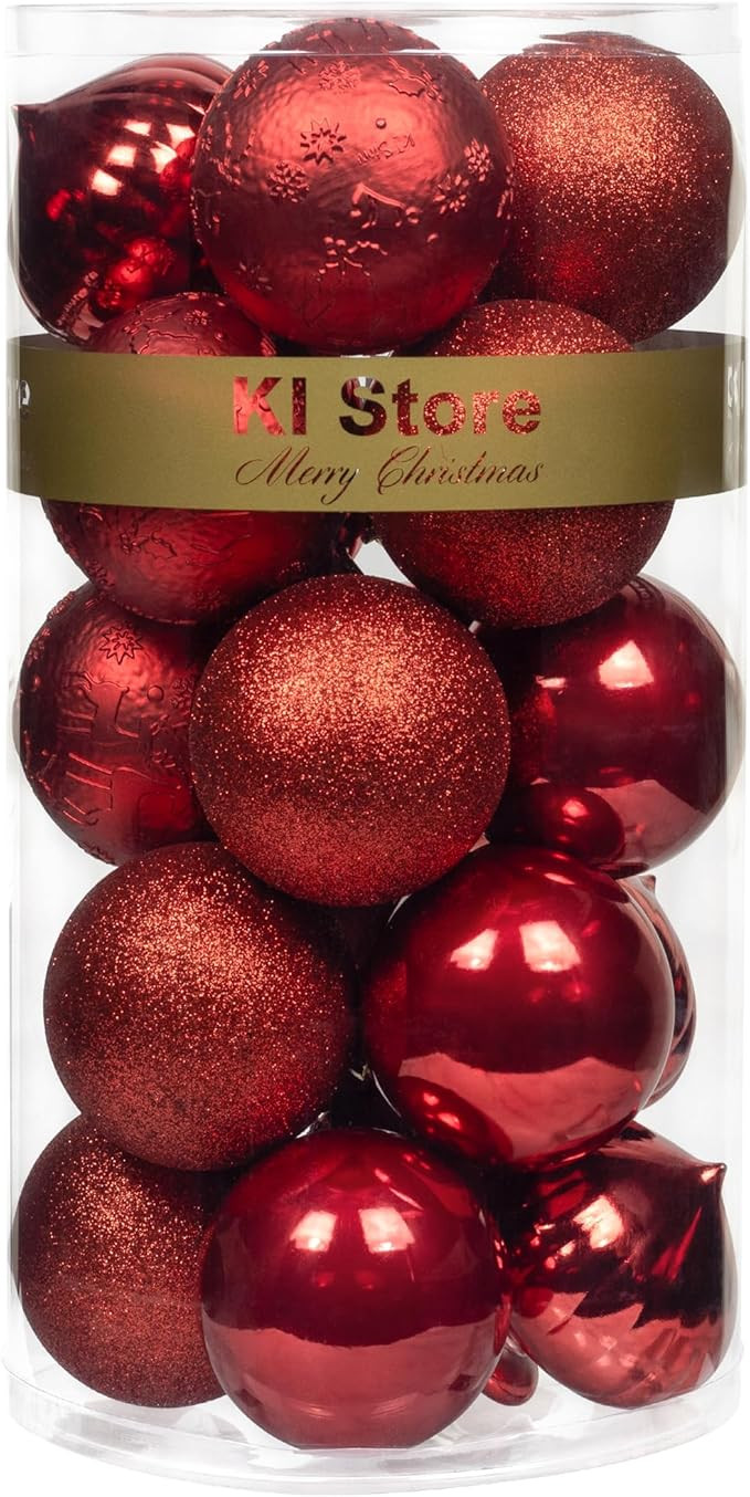 KI Store Red Christmas Balls 20pcs 3.15-Inch Christmas Tree Decoration Ornaments for Xmas Tree Ho... | Amazon (US)