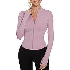 LUYAA Women's Workout Jacket Lightweight Zip Up Yoga Jacket Cropped Athletic Slim Fit Tops | Amazon (US)