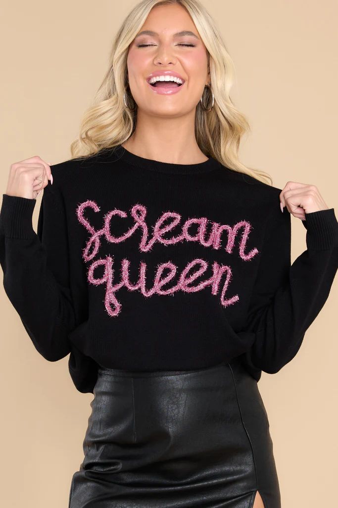 Scream Queen Black Sweater | Red Dress 