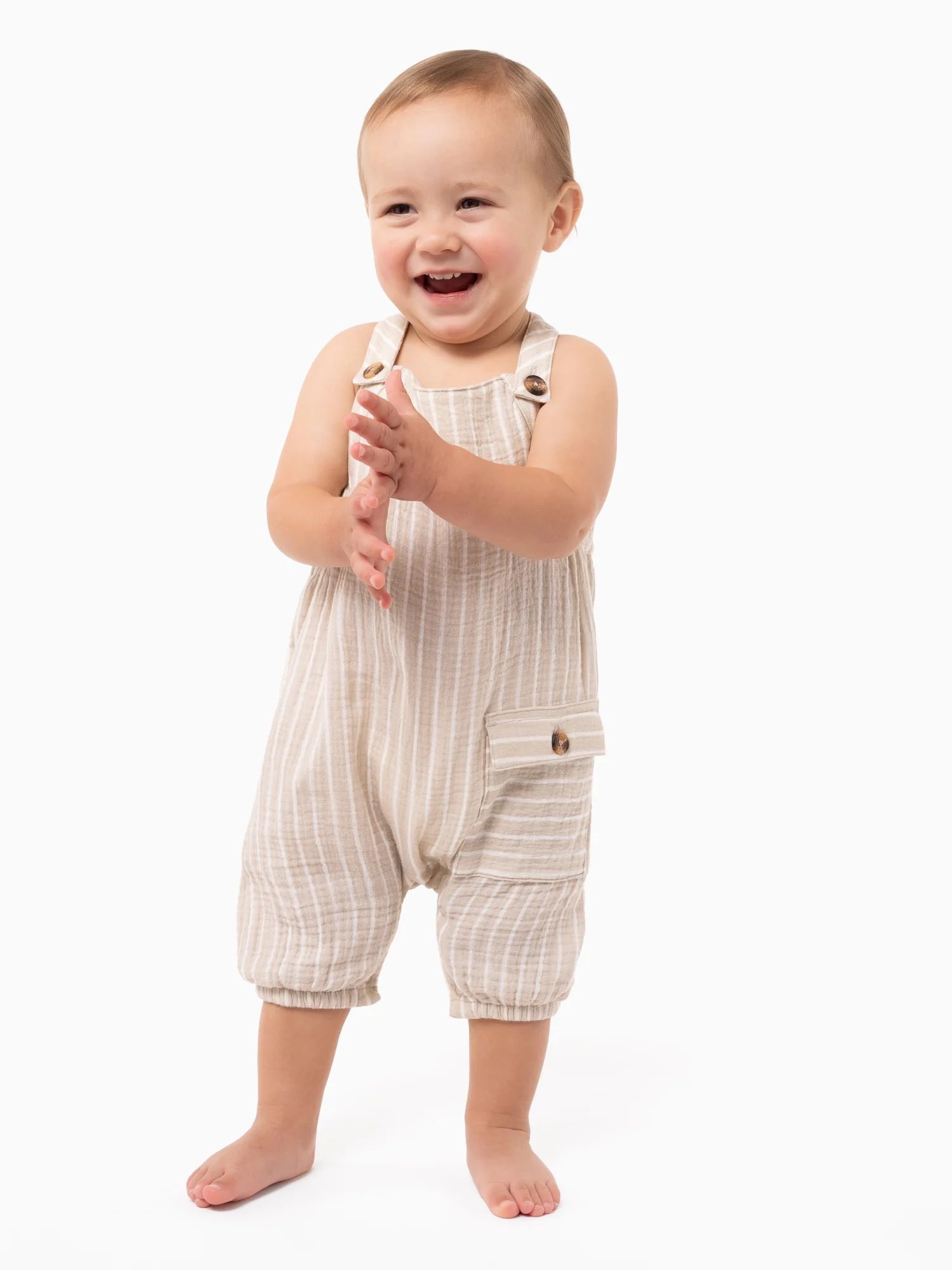 Modern Moments by Gerber Baby Boy Sleeveless Romper with Shoulder Straps, Sizes 0/3M - 24M - Walm... | Walmart (US)