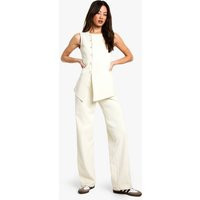 Womens Tall Cord Wide Leg Trouser - White - 10, White | Boohoo.com (UK & IE)