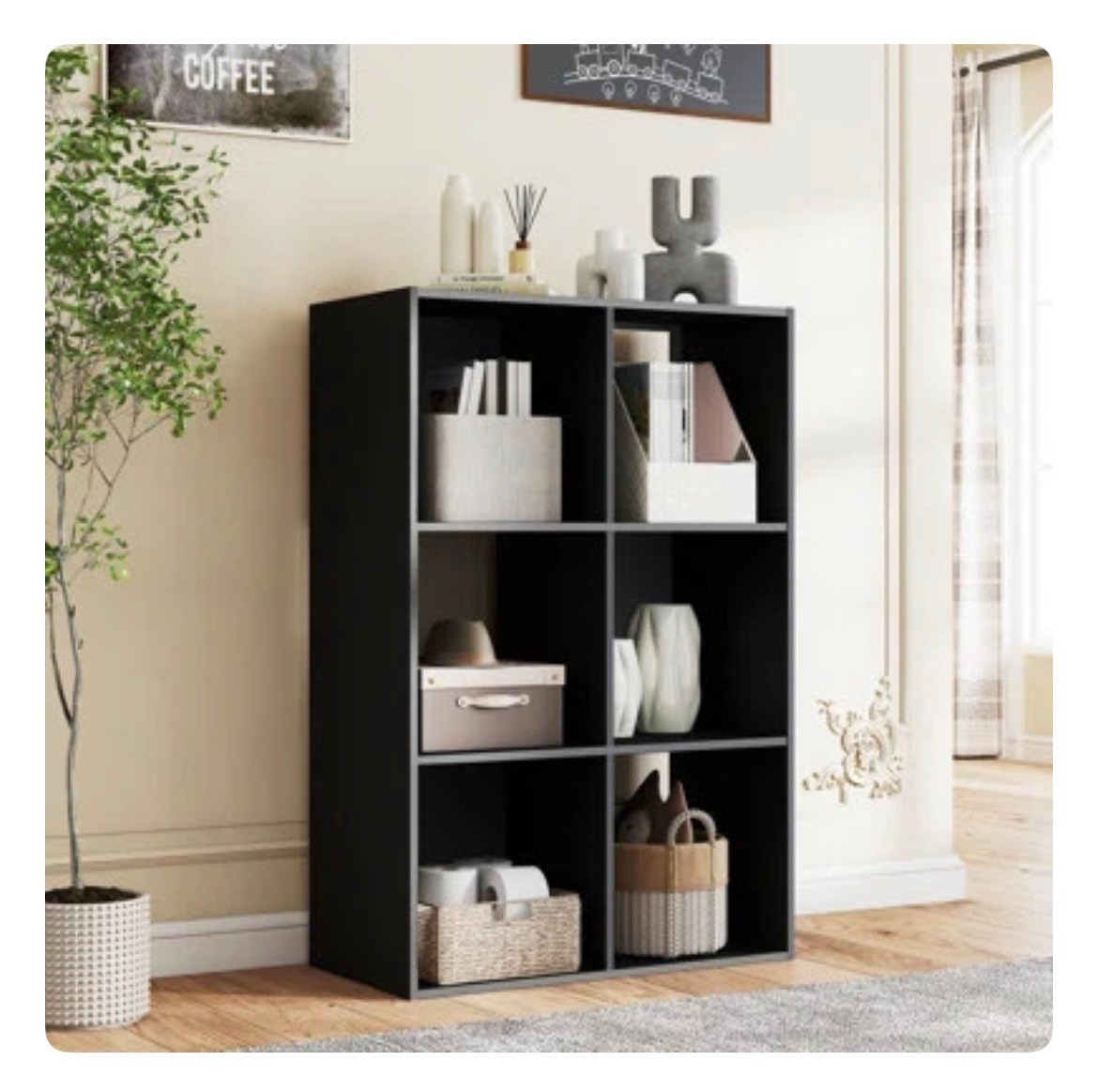 This cube storage bookcase is such a versatile piece for any space. The open cubby design makes it easy to organize books, baskets, and decor while keeping everything looking clean and styled. The dark finish adds a modern touch and works perfectly in living rooms, bedrooms, or home offices. A budget-friendly storage solution that looks elevated. 