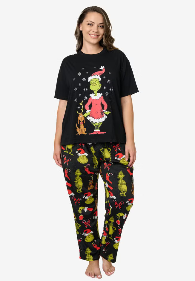 The Grinch T-Shirt & Plush Pajama Pants | Woman Within