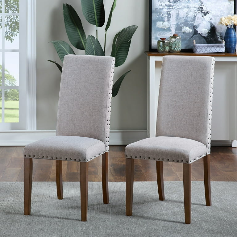 2 PCS High Backrest Dining Chairs, Fabric Padded 2 Dining Chairs, Urban Style Upholstered Kitchen... | Walmart (US)