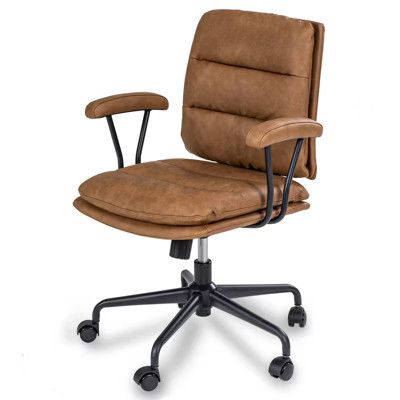 SUGOLD Brown Office Desk Chair, PU Leather Chair with Lumbar Support | Target