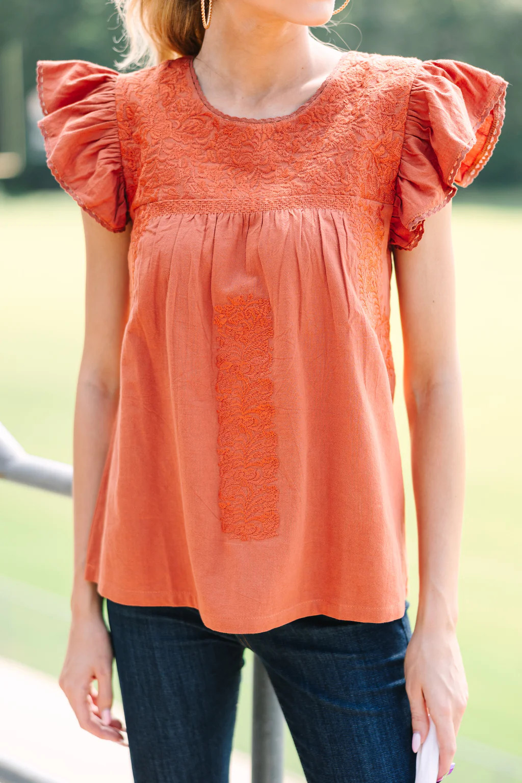 Choose Wisely Burnt Orange Floral Top | The Mint Julep Boutique