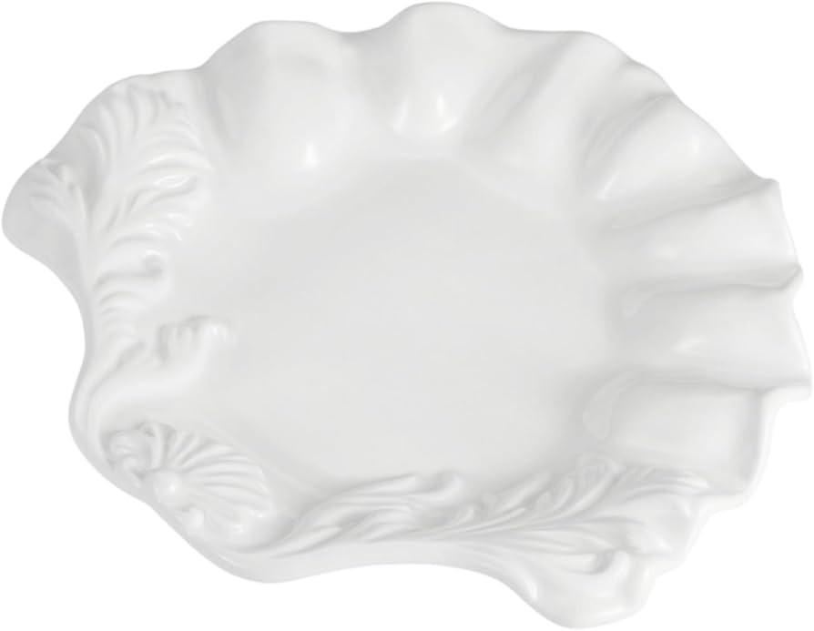 7.8" White Ceramic Decorative Bowl, Wavy Irregular Edge, Key Bowl, Jewelry Storage Bowl and Fruit... | Amazon (US)