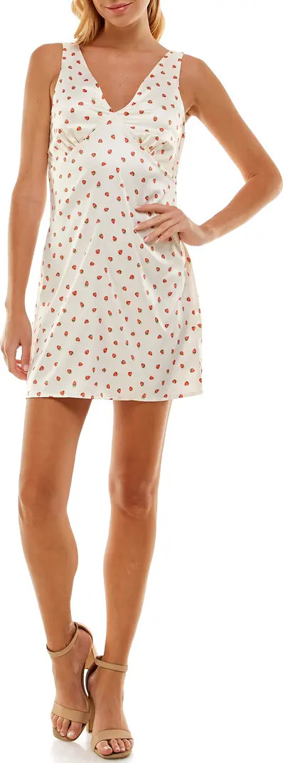 Strawberry V-Neck Sleeveless Satin A-Line Dress | Nordstrom Rack