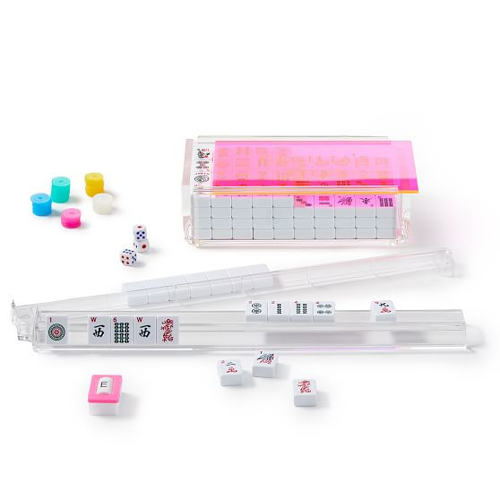 Acrylic Mahjong Game Set, Neon Pink | Mark and Graham