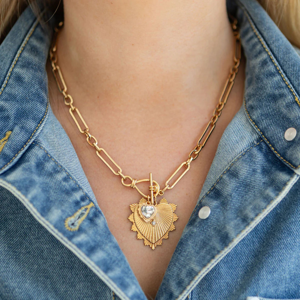 Gemstone and Heart Toggle Necklace | Erin McDermott Jewelry