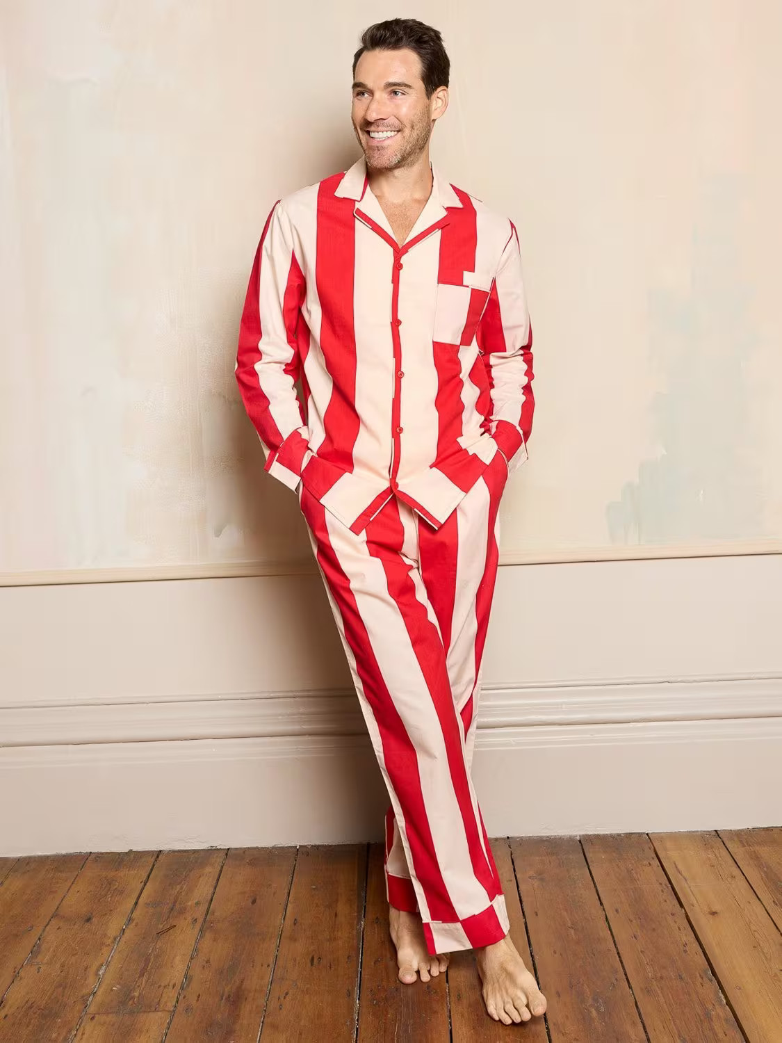 Their Nibs Cotton Traditional Stripe Pyjama Set, Red/Cream | John Lewis (UK)