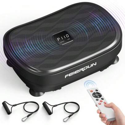 Vibration Plate Exercise Machine,Lymphatic Drainage Machine, Power Plate Vibration Platform W/ Loop Bands For Wellness And Fitness | SHEIN