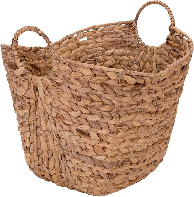 Household Essentials ML-4002 Tall Water Hyacinth Wicker Basket with Handles | Natural, Brown, Nat... | Amazon (US)