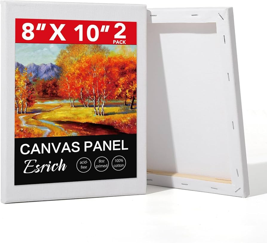 ESRICH Stretched Canvas for Painting, 2 Pack 8x10 Canvas Value Pack, Primed Acid-Free Cotton Blan... | Amazon (US)
