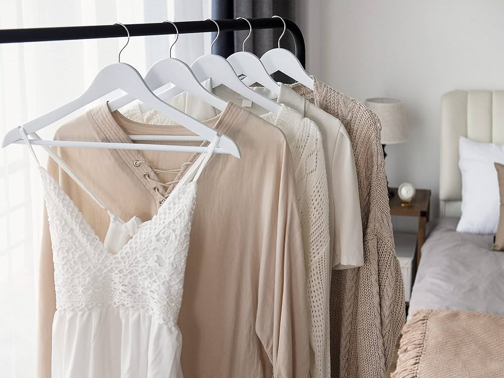 StorageWorks White Wood Hanger, Natural Wood Hangers 20 pack, White Wooden Hangers for Closet, Wo... | Amazon (US)