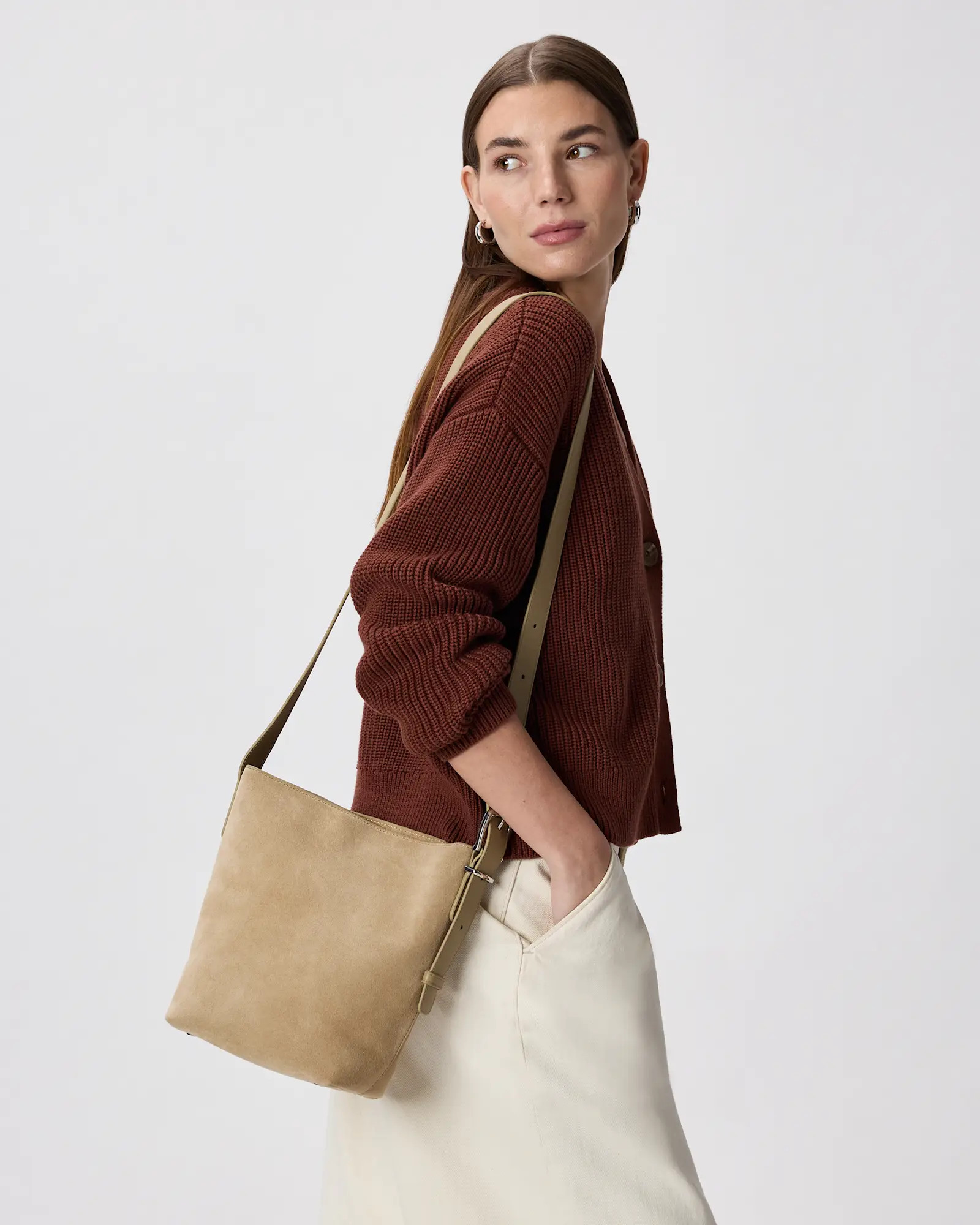 Italian Suede Bucket Crossbody | Quince