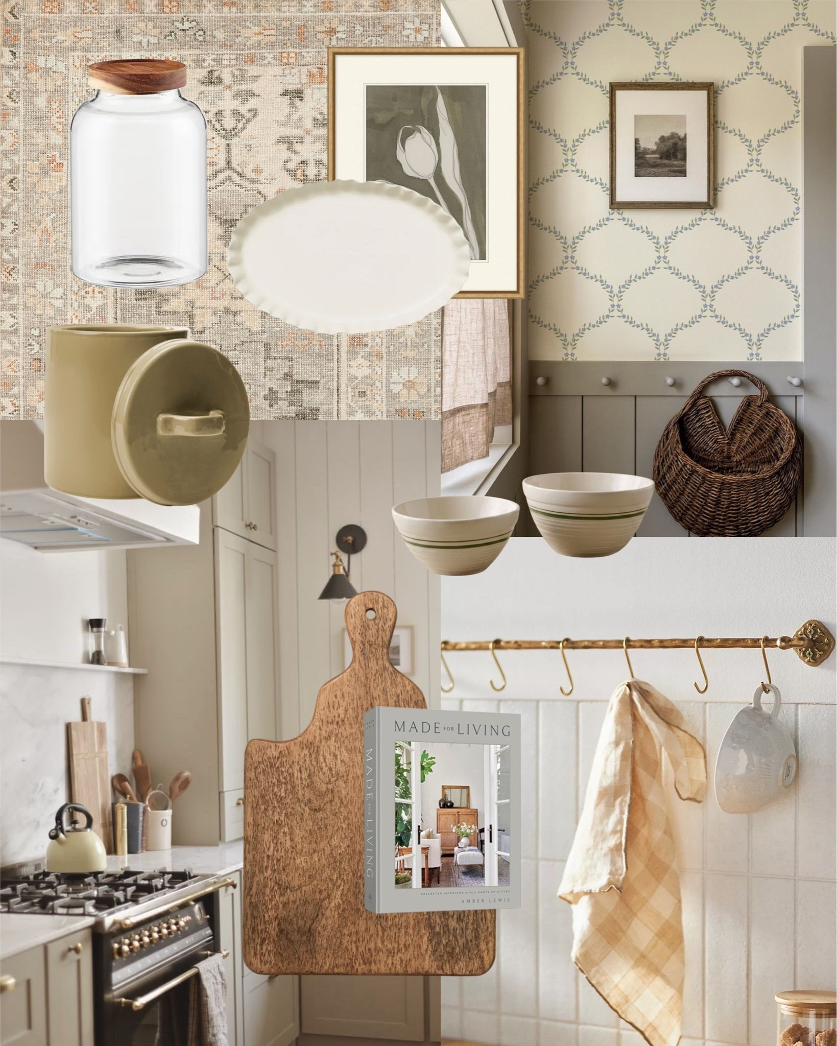 The kitchen details that make everyday moments feel a little more special ✨ 

A few cottage favorites for a warm, lived-in kitchen, ceramic bowls, glass jars, worn cutting boards, and that perfect wallpaper that ties it all together. 

The kind of pieces that are just as beautiful as they are useful. 

All linked here 🤍 #LTKhome